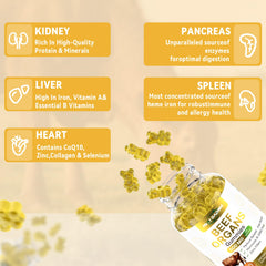 Gummies in a cup next to the HEALOADING packaging