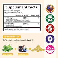 Non-GMO and gluten-free HEALOADING oregano oil supplement information