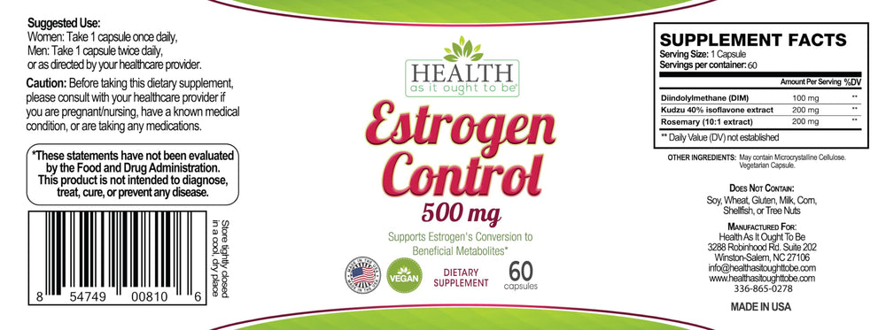Health As It Ought To Be estrogen control supplement pills closeup promotes balanced metabolism