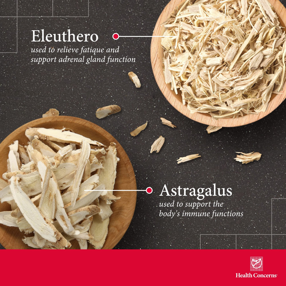 Label highlighting astragalus, ginseng, schisandra herbs