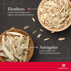 Label highlighting astragalus, ginseng, schisandra herbs