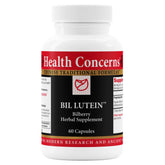 Health Concerns Bil Lutein bottle label showing Eye Health & Vision Support