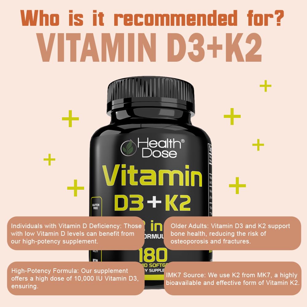 Dosage and nutrition facts for Health Dose D3 + K2 MK7