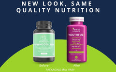 Health Logics collagen bottle showing skin, hair, nails benefits