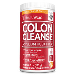Front view of Health Plus Colon Cleanse orange 9 oz jar