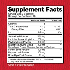 Health Plus Herbal Detox+ capsules close-up highlights convenient 20-serving supply for occasional use.