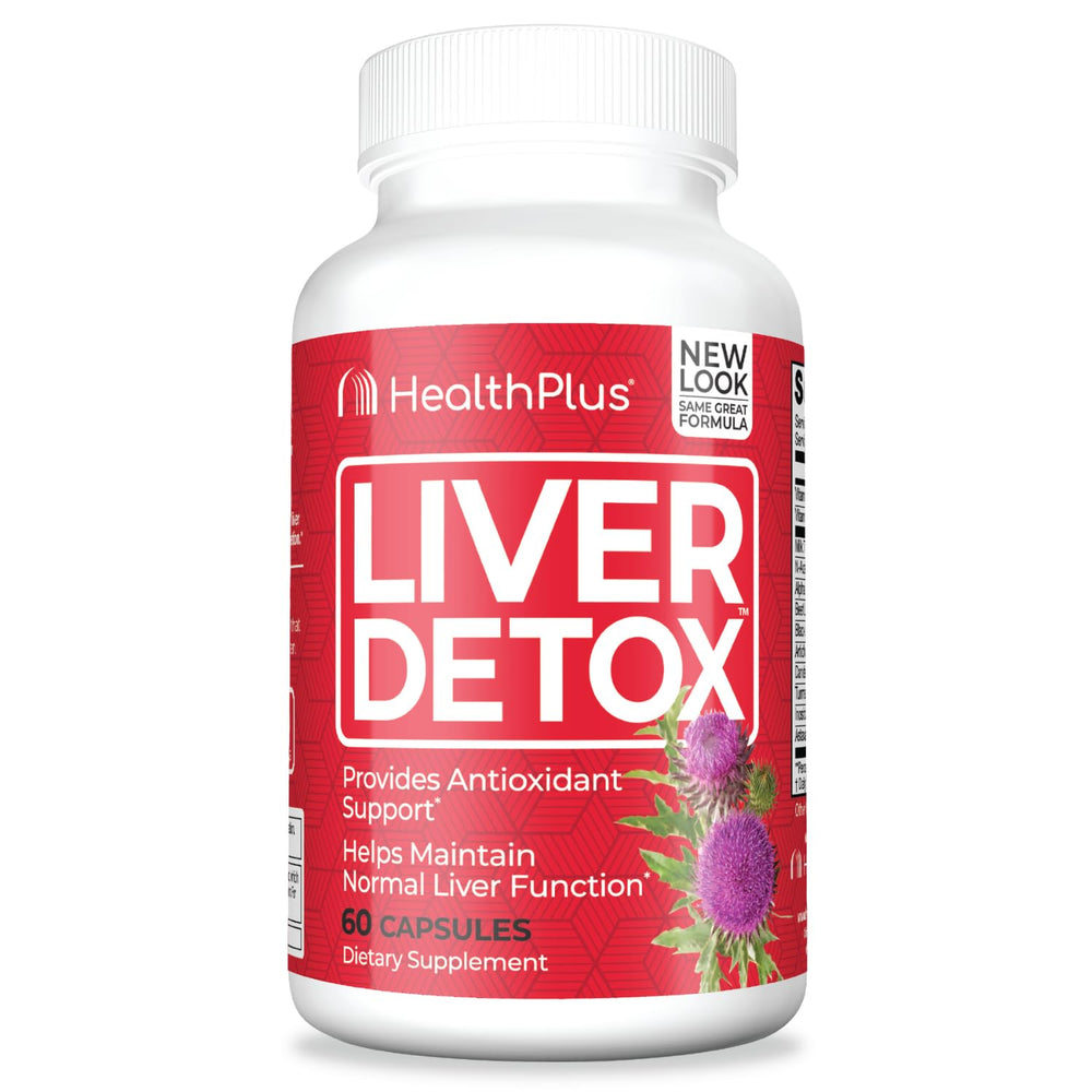 Health Plus Liver Detox bottle front emphasizes natural daily wellness support