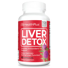 Health Plus Liver Detox bottle front emphasizes natural daily wellness support