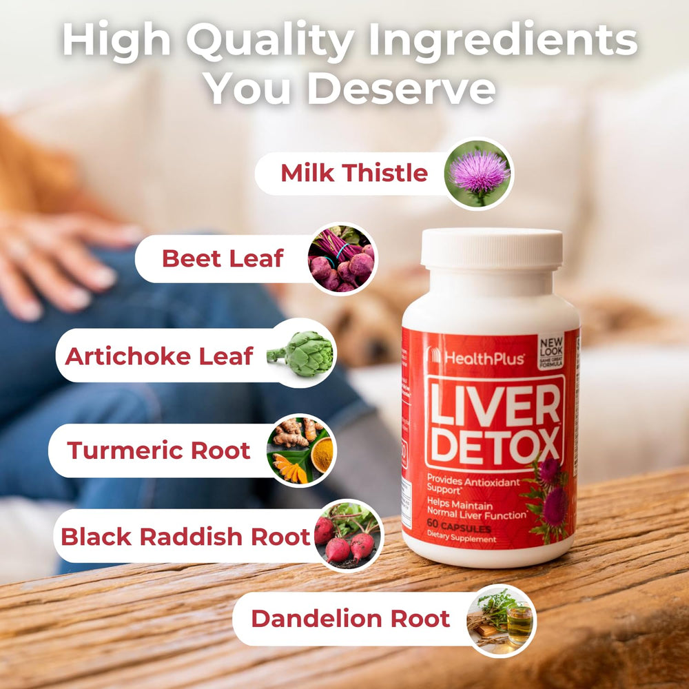Health Plus Liver Detox capsules-closeup conveys convenient daily capsules for ongoing herbal support
