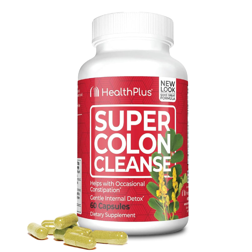 Health Plus Super Colon Cleanse bottle label on white background
