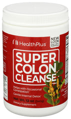 Health Plus Super Colon Cleanse bottle front view highlights gentle cleansing potential.