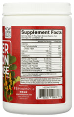 Health Plus Super Colon Cleanse digestive boost graphic shows enzyme-rich papaya and rosehips.