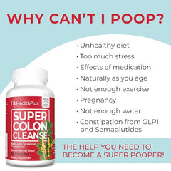 Health Plus Super Colon Cleanse Night capsules closeup emphasizes probiotic gut balance benefits