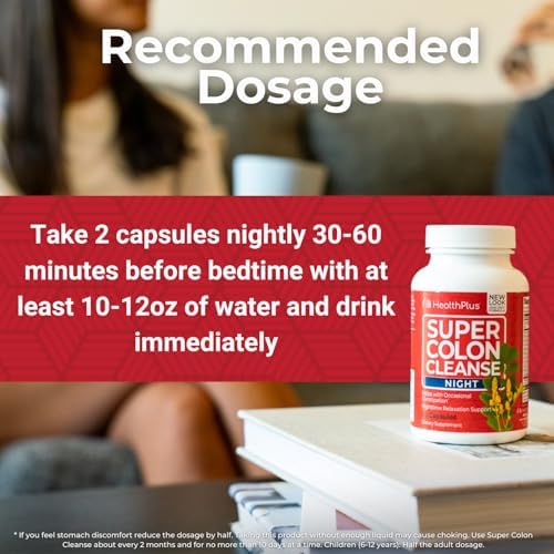 Health Plus Super Colon Cleanse Night gluten-free label visible on bottle