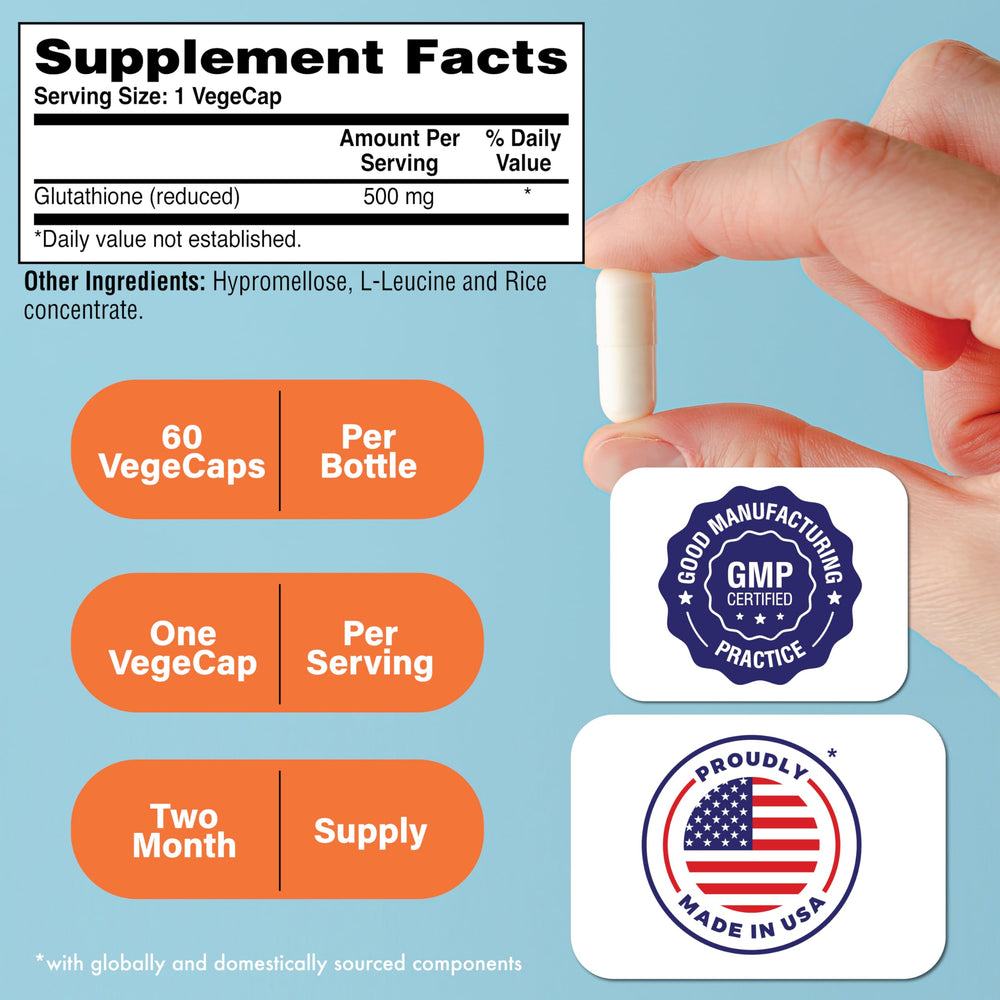 Fermentation-processed Glutathione Vegecaps, vegan-certified