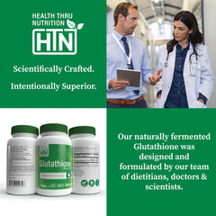 Health Thru Nutrition glutathione reduced 500mg vegecaps vegan-certified label signaling plant-based antioxidant support