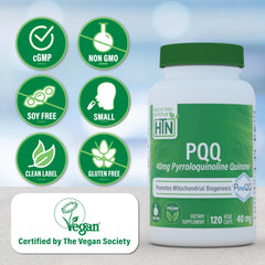 Bottle label showing vegan and non-GMO certifications