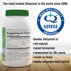 Softgels inside the bottle of Health Thru Nutrition Ubiquinol 200mg