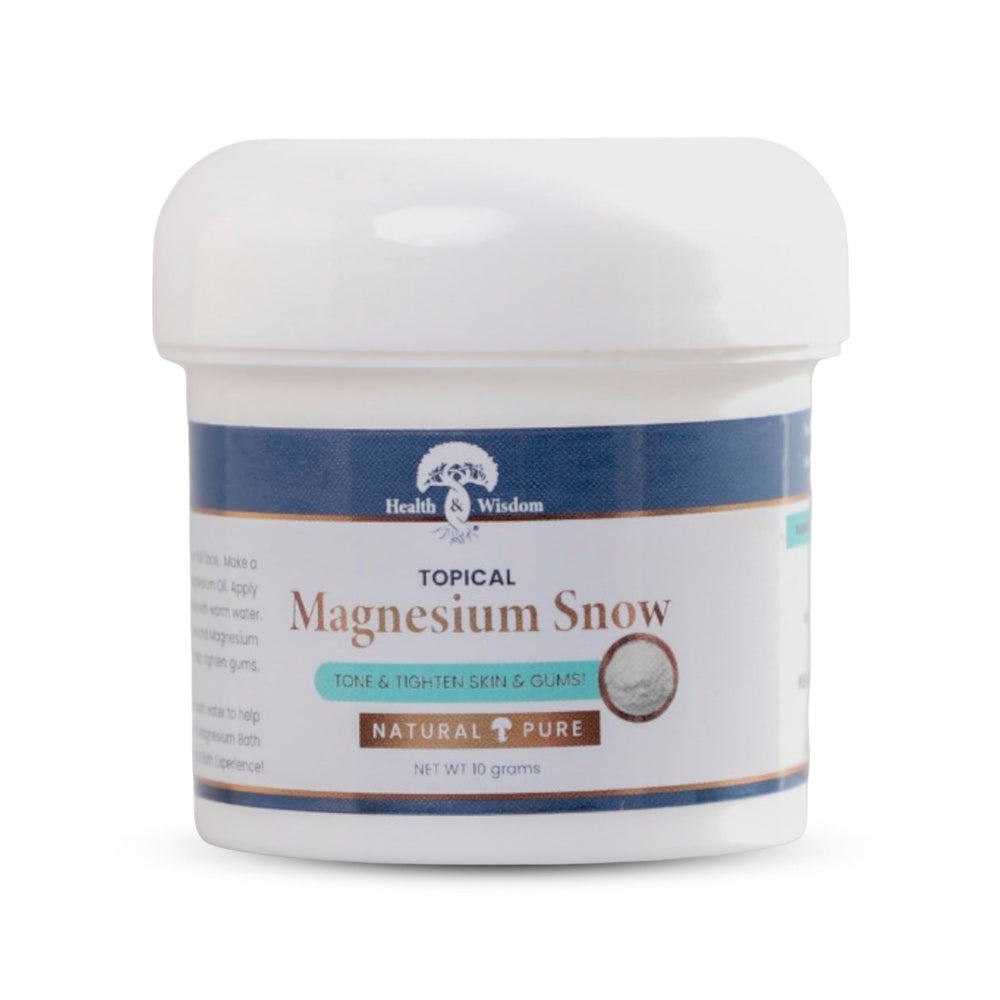 Health and Wisdom Magnesium Snow packaging 0.35 oz