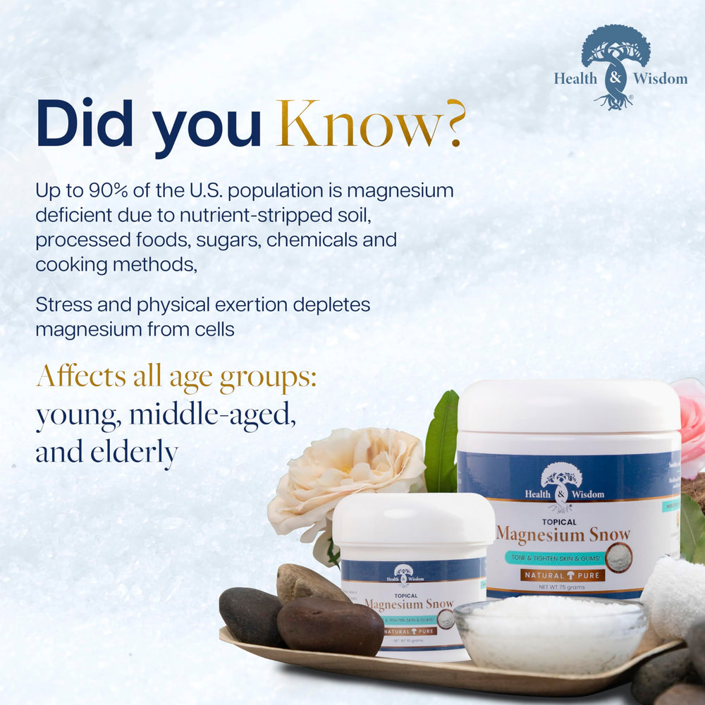 Close-up of Health and Wisdom Magnesium Snow powder texture
