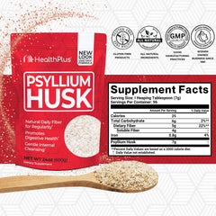 Health Plus Psyllium Husk 24 oz label close-up