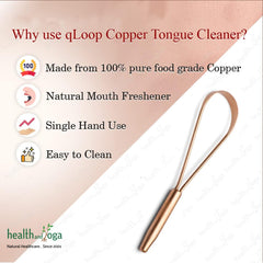 Close-up of copper tongue cleaner finish