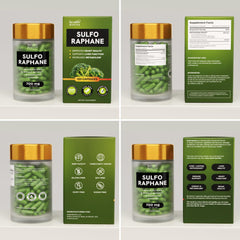 Product packaging and broccoli imagery on wooden surface