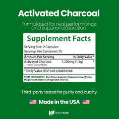 Organic coconut-sourced activated charcoal for Healthfare pills