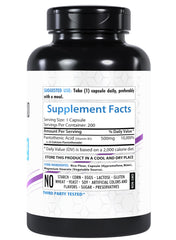 Side view of Healthfare Pantothenic Acid 500mg bottle showing label