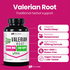 Close-up of valerian root capsules illustrating relaxation and sleep support