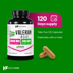 Gluten-free and non-GMO HealthFare valerian root capsules packaging
