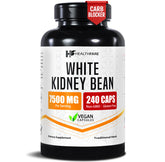 Healthfare white kidney bean extract bottle highlighting the extra-strength formula for carb balance.