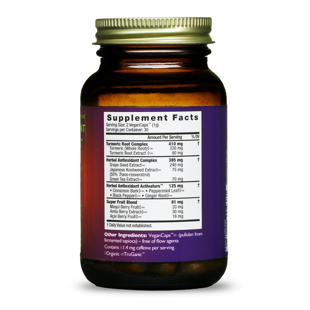 Back view of Antioxidant Extreme bottle showing supplement facts