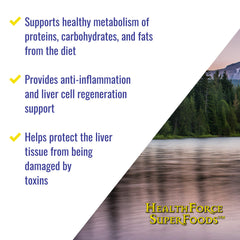 Dosage information for HealthForce Liver Rescue on packaging