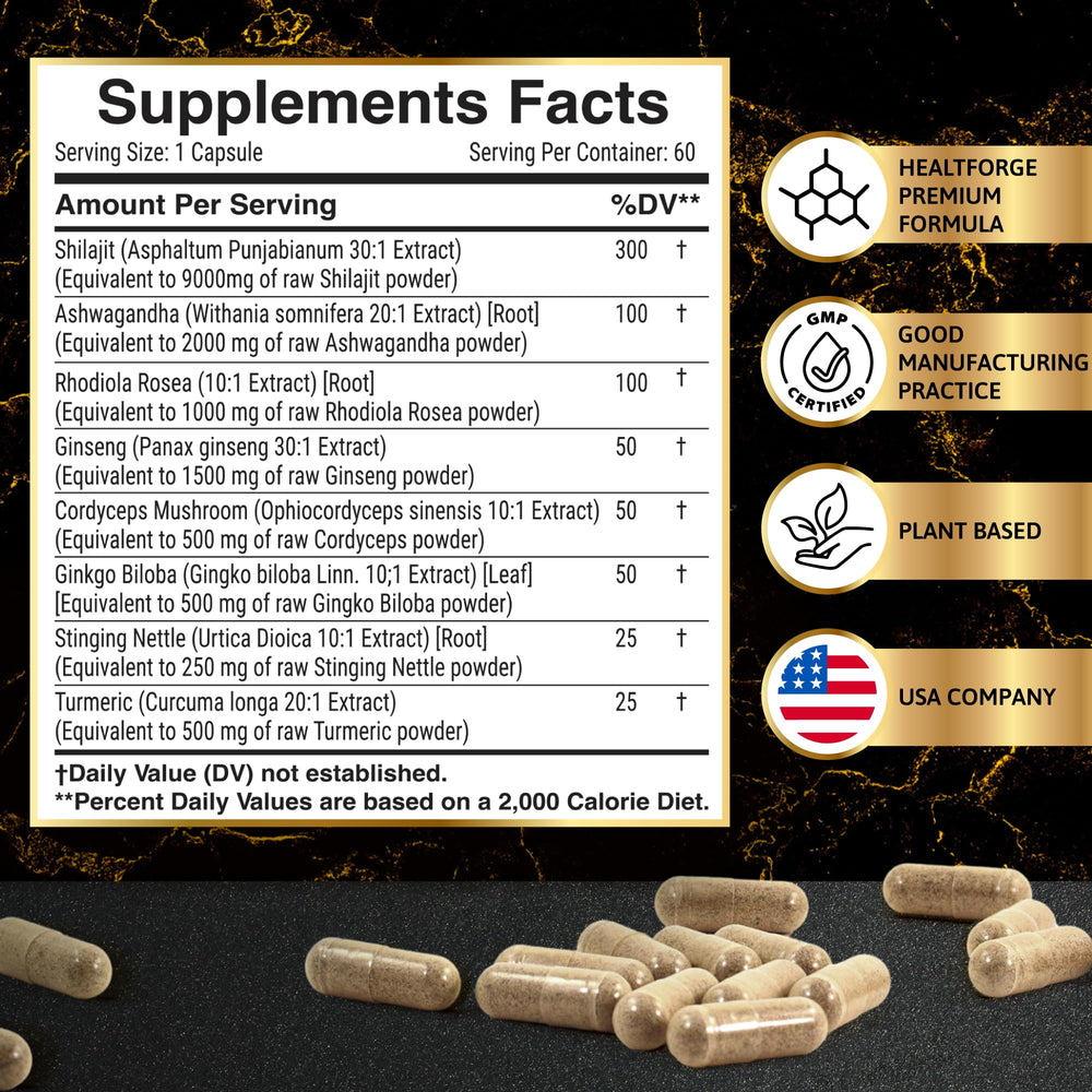 Ashwagandha ingredient close-up for HEALTHFORGE Shilajit capsules