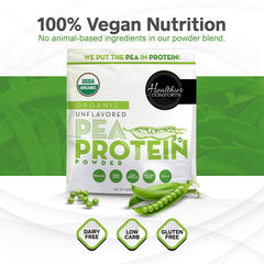 Healthier Comforts pea protein powder on USA store shelf
