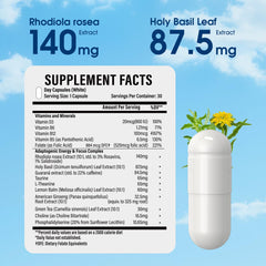 Ashwagandha, Rhodiola Rosea, and Melatonin capsules for cortisol support