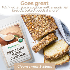 Close-up of Healthworks Psyllium Husk Powder jar