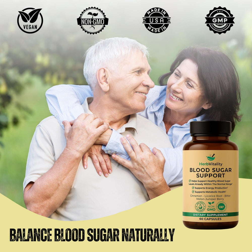 Concept image of healthy blood sugar balance with herbs