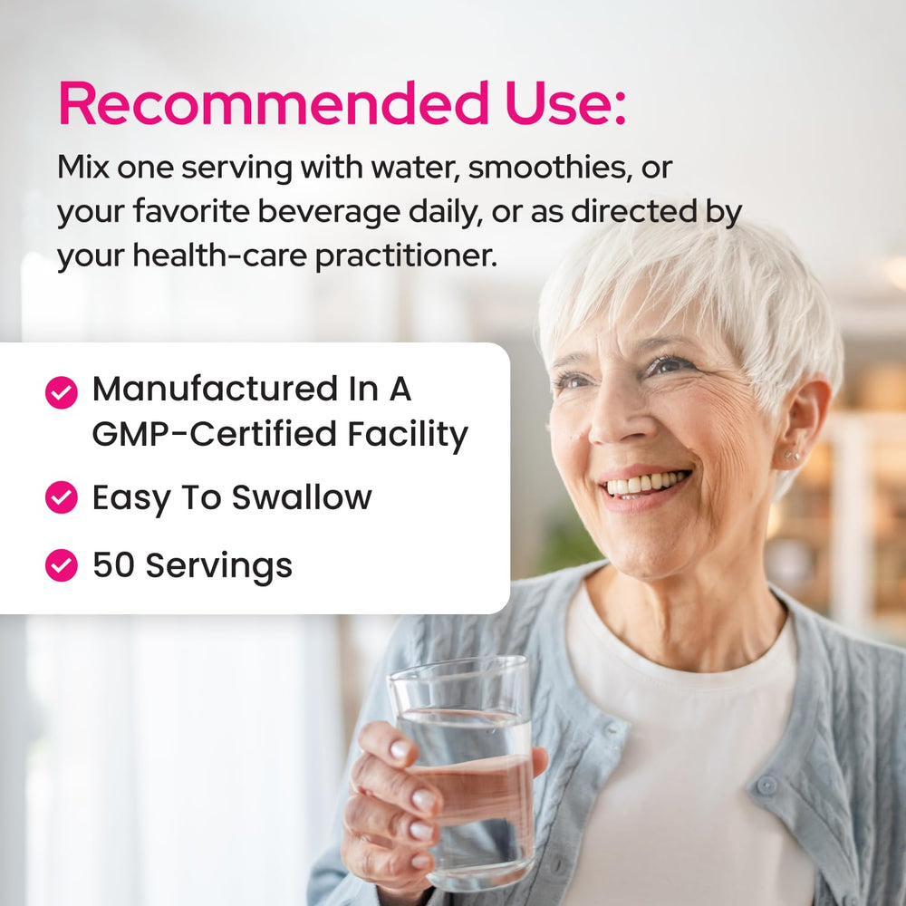 Healthy Bones Co unflavored powder packaging highlighting versatile hydration.