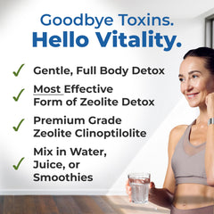 HolyLand Zeolite dissolving in water illustrating quick mix for detox routines