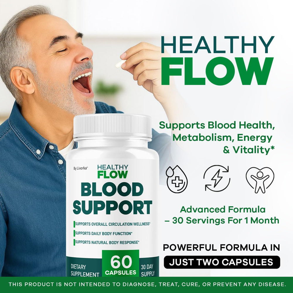 Close-up of Healthy Flow 695 mg blood support capsules