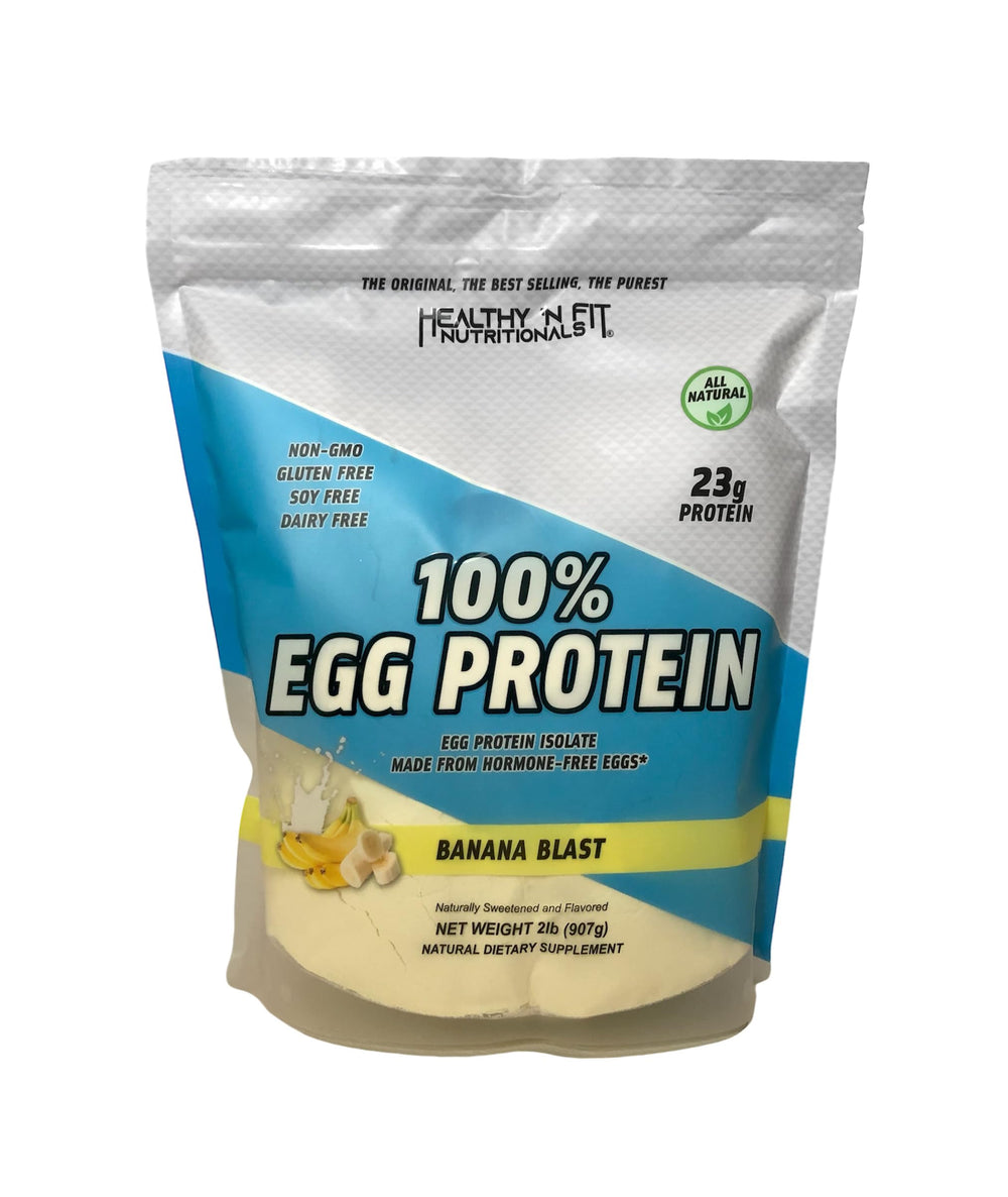 Healthy N Fit 100% Egg Protein Banana pour: quick, smooth post-workout shake.