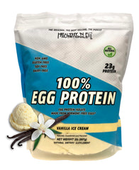 Healthy 'N Fit egg protein vanilla ice cream bottle shows pure egg white nutrition.
