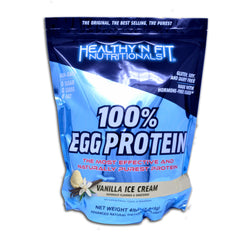 Healthy 'N Fit egg protein vanilla mixing glass ready for quick shake