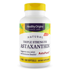 Healthy Origins Astaxanthin 12 mg bottle with Astapure label