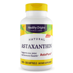Healthy Origins Astaxanthin 4 mg bottle highlighting immune support benefits