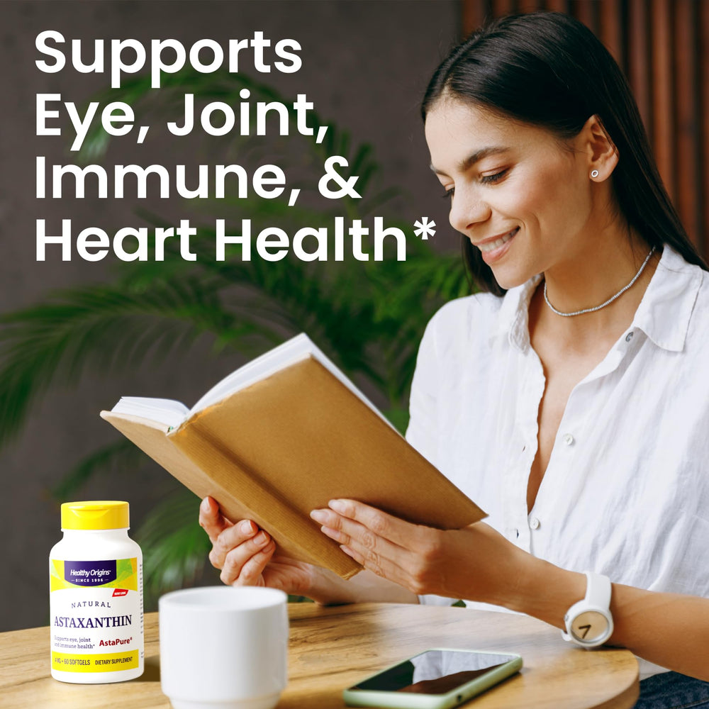 Healthy Origins Astaxanthin product scene on shelf conveys quality