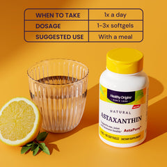 Healthy Origins Astaxanthin product scene on shelf conveys quality