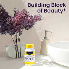 Biotin capsules in bottle